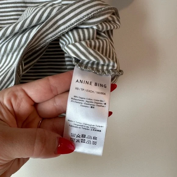 ANINE BING Women's Bo Tee Olive and Ivory Stripe - Picture 8 of 8